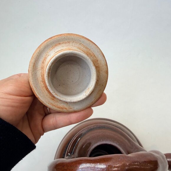 Vintage Artist-Made Signed Pottery Teapot Brown glazed Stoneware - Picture 5 of 6